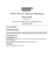 FRHD Course Outlines Winter 20110 (pdf) .